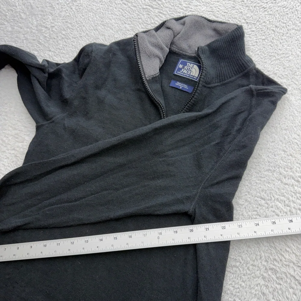 The North Face Mens‎ Black Quarter Zip Cotton Wool Blend Sweater Small Mock Neck